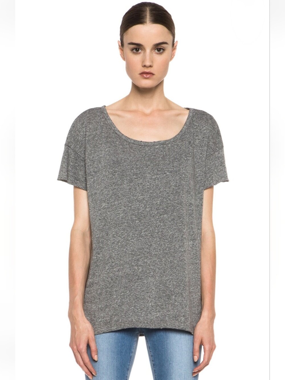 Current/Elliot The Oversized Poly-Blend Tee Shirt Heather Grey Size 0 / 1